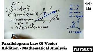 Parallelogram Law Of Vector Addition  Mathematical Analysis  Scalars And Vectors  Basic Physics [upl. by Accber]