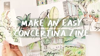 HOW TO MAKE a concertina sketchbook zine l Easy [upl. by Huberty]