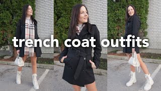 How To Style A TRENCH Coat Black Trench Coat Outfit Ideas [upl. by Asilenna]