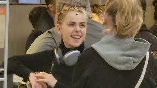 Mad Men Star Kiernan Shipka Rocking Acne Sticker At LAX [upl. by Nossah]