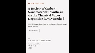 A Review of Carbon Nanomaterials’ Synthesis via the Chemical Vapor Deposition CVD M  RTCLTV [upl. by Leaper]