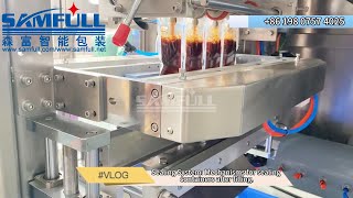 Automatic 2060g soy sauce pouch filling sealingmulti column condiment sachet machinepacking [upl. by Animar]