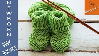 Newborn Baby Booties knitting pattern straight needles  So Woolly [upl. by Kilian]