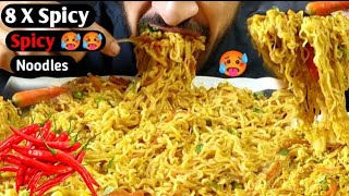 ASMR EATING 8X 🥵SPICY NOODLES NOODLE MUKBANG CHALLENGE [upl. by Gwenni]