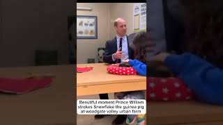 Special Moment as Prince William caresses Snowflake the guinea pig as he visits woodgate valley farm [upl. by Amimej706]