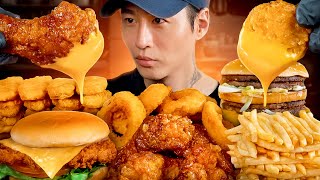 ASMR MUKBANG  Fast Food Big Mac Chicken Nuggets Onion Rings Chicken Sandwich Wings Fries [upl. by Arbe]