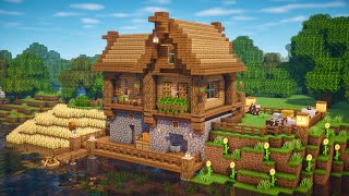 Minecraft  How to Build a Survival House with Mine Entrance and Dock  Interior  Tutorial [upl. by Haim]