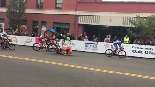 Redlands Bicycle Classic 2016 pro crit race crash final corner [upl. by Pallas]