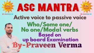 Active Passive Voice  Whosome onesomebodyno onenobodyModal verb active voice ascmantra [upl. by Reinnej]