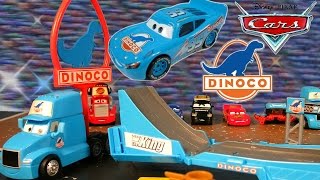 NEW DINOCO GRAY HAULER TRANSPORTER TRANSFORMER TRUCK HUGE RAMP JUMP PISTON CUP THE KING STORY SET [upl. by Eneluj]