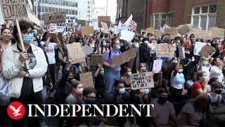 Alevel students protest marks downgrading in Westminster [upl. by Nosnarb787]