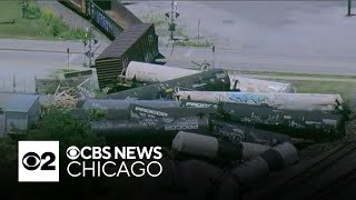 Suburban Chicago residents forced to evacuate after freight train derailment [upl. by Ragde]