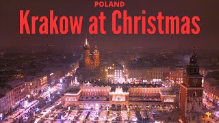 Krakow at Christmas  4K drone video [upl. by Etem]