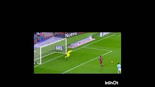 Lionel Messis Genius penalty pass to luis Suarez that amazed the worldmessifootball [upl. by Rainah]