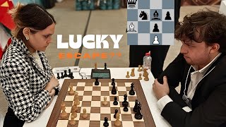 IM Teodora vs GM Niemann  A Lucky Escape Dubai Police Global Chess Challenge 2024 [upl. by Nehemiah]