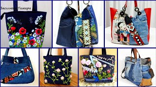 Most Beautiful Emraoded amp stylish Denim jeans bag ideas 2024 [upl. by Cyb]