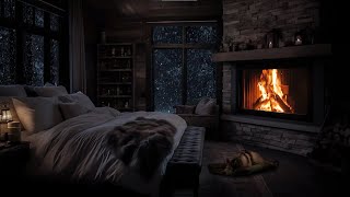 The ambiance felt from the window of the cabin on a cold snowy winter day  Cabin fireplace ambience [upl. by Pol]