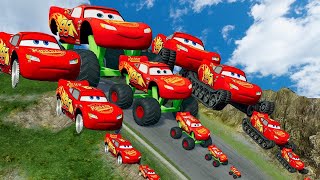 TRANSPORTING PIXAR CARS amp FRUITS WITH COLORED amp JOHN DEERE VS CLAAS VS TRACTORS  BeamNGdrive 983 [upl. by Corrianne109]