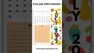 Free July 2022 Calendar [upl. by Rieth]