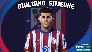 Giuliano Simeone🇦🇷 Atlético De Madrid How to create in Pes 2021 [upl. by Handel]