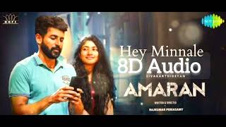 Hey Minnale Song 8D Audio   Amaran  Sivakarthikeyan SaiPallavi  GV Prakash  Rajkumar [upl. by Aikrehs]