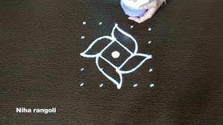 Rangoli 55 dots  Easy rangoli design for learners  NIHA RANGOLI [upl. by Tracay271]