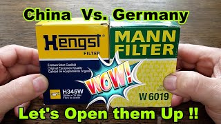 Hengst H345W Oil Filter vs MANN W6019 Oil Filter Cut Open Comparison [upl. by Vine]