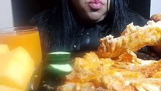 asmr no talking Doris eating cocoyam porridge with Turkey winds dry fish and fruits so good [upl. by Ardnik582]