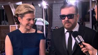 Jane Fallon amp Ricky Gervais  Golden Globe Awards 2015 [upl. by Eliott556]