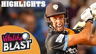 Northamptonshire v Derbyshire  Madsen Hits 28Ball 50  Vitality Blast 2019  Highlights [upl. by Eiznikam]