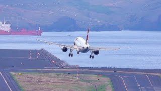 STUNNING VIEW LANDING TAP A320 at Madeira Airport [upl. by Aig]