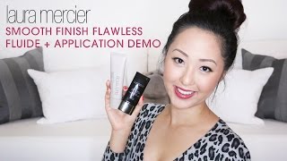 REVIEW Laura Mercier Smooth Finish Flawless Fluide Foundation  Application Demo [upl. by Akinyt7]