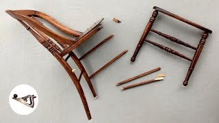 How to Repair and Restore an Antique Chair  Furniture Restoration by Fixing Furniture [upl. by Ayekim]