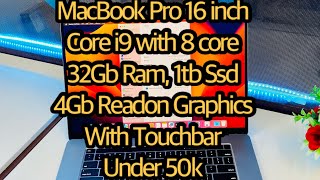 MacBook Pro Core i9 Laptop With 32GB Ram 1Tb Ssd amp 4Gb Amd Readon Graphics Under 50k [upl. by Dammahum]