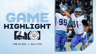 CFL Game Highlights  Toronto Argonauts vs Montreal Alouettes  July 11 2024 [upl. by Neumann]