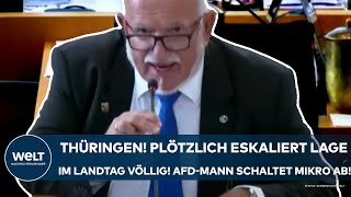 THÜRINGEN Tumulte Plötzlich eskaliert die Lage im Landtag völlig AfDMann schaltet Mikro ab [upl. by Kingdon]