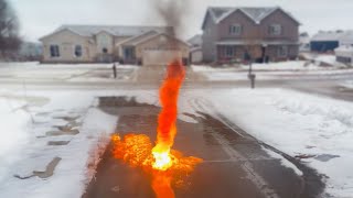 Fire Tornado Spawns on Driveway [upl. by Lumpkin315]