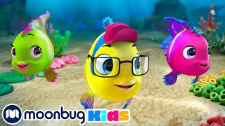 The Sharksons  Five Little Fishes  NEW  Nursery Rhymes amp Kids Songs  Baby Shark Cartoons [upl. by Anissej]