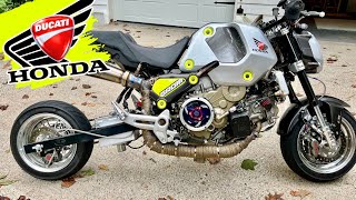 HOONING on my DUCATI 1199cc Swapped HONDA GROM [upl. by Arehs]