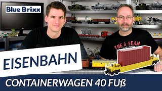 Containerwagen 40 Fuß von BlueBrixx  USEisenbahn mit dem Helden der Steine [upl. by Aniz]