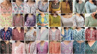 Simple Or Stylish Printed Kurti Neck Design Ideas 2023 [upl. by Aushoj872]