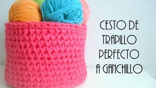 Cesto de trapillo PERFECTO a ganchillo  TUTORIAL [upl. by Sualakcin]