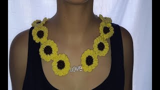 Gargantilla a crochet  como tejer collar de girasoles primaveral a ganchillo facil [upl. by Morette]