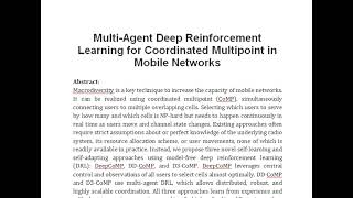 Multi Agent Deep Reinforcement Learning for Coordinated Multipoint in Mobile Networks [upl. by Nwahsyar]