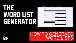 How To Generate Word Lists Using The Word List Generator [upl. by Ziagos]