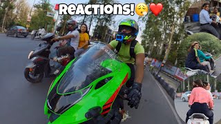 Cute Girl Reaction on Kawasaki Zx10r and Kawasaki Z900  Part 2 zx10r z900 reaction kawasaki [upl. by Colson]