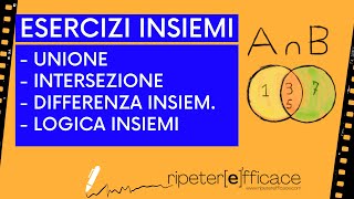 Insiemi e logica prima superiore  Passo Passo esercizi su unione intersezioni differenza e logica [upl. by Ycniuqed48]