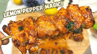 Juicy Hot Lemon Pepper Chicken Skewers  Air Fryer Recipe [upl. by Berwick]