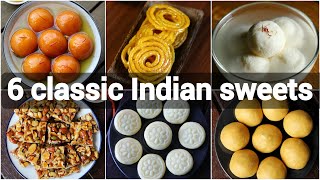 6 quick amp easy indian sweets recipes  classic indian desserts  indian festival sweets recipes [upl. by Bloch]