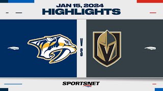 NHL Highlights  Golden Knights vs Predators  January 15 2024 [upl. by Eilrebmik82]